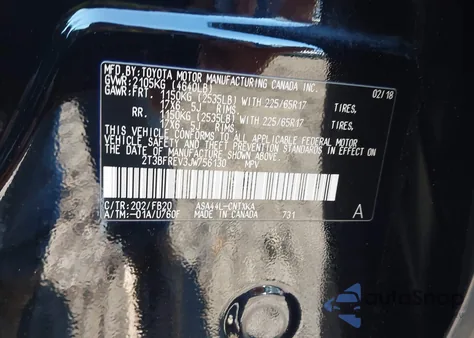 2018 Toyota Rav4 Le from USA, damaged, VIN 2T3BFREV3JW756130